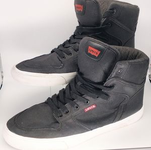 Levis Mens Shoes High Top Sneakers Canvas Black Hipster Skater Casual Size 9.5